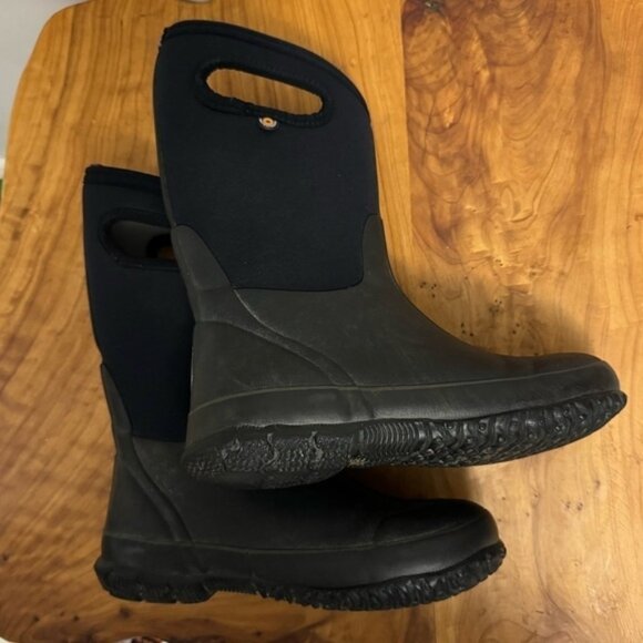 Bogs Ks Classic High HA Slip On Handles Winter Snow Boots Black Size 5Y - Picture 7 of 10